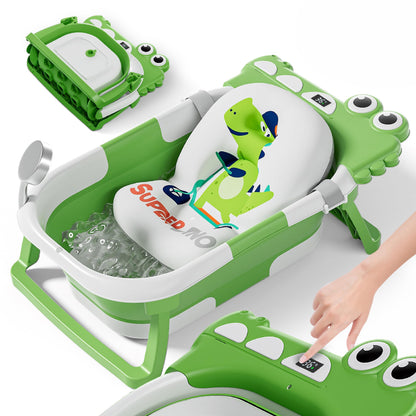 Faltbar Baby Badewanne Mit Rutschfestem Badekissen - Babywanne XXL Mit Baby Badewannensitz & Badethermometer - Von Der Geburt Bis 3 Jahre - Baby Bathtub - Geburtsgeschenke Für Mädchen & Jungen