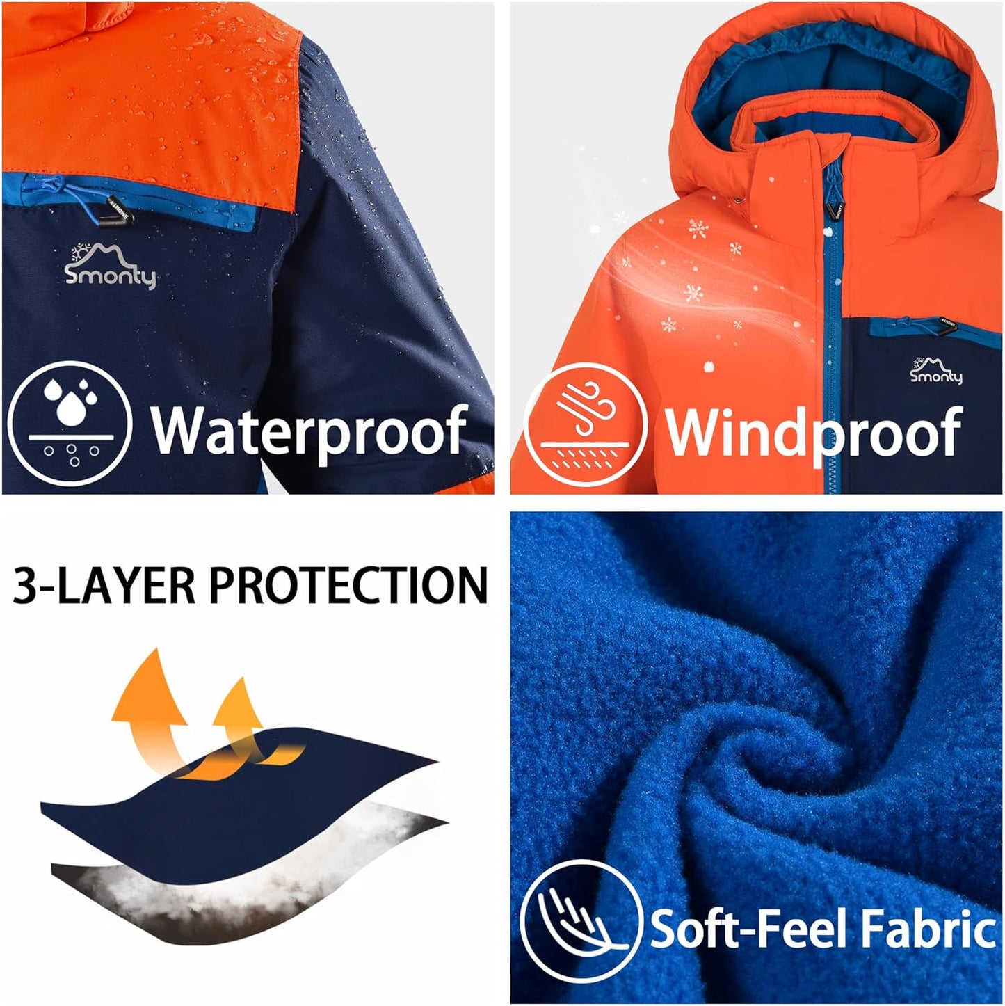 Kinder Schneeanzug für Jungen, Winter Skijacke und Hosen Set mit Kapuzenriemen, winddicht, wasserdicht, warmer Mantel
