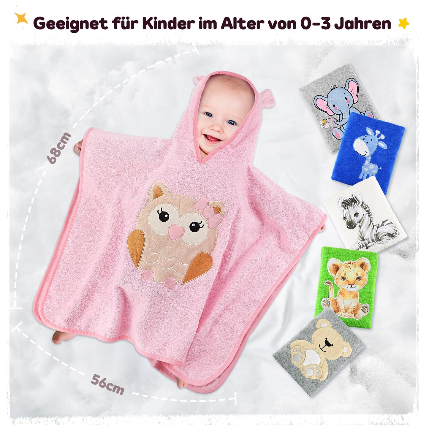 Yosemy Kapuzenhandtuch Baby - Oeko TEX - Baby Handtuch Kapuze 100% Baumwolle Badeponcho Kinder Babyhandtuch mit Kapuze Weich & Super Saugfähig 0-3 Jahre-Bär