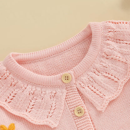 FOMOYUU Strickjacke für Kleinkinder und Neugeborene, Mädchen, langärmelig, Knopfleiste, Sweatshirt, Jacke, Herbst-Outfits