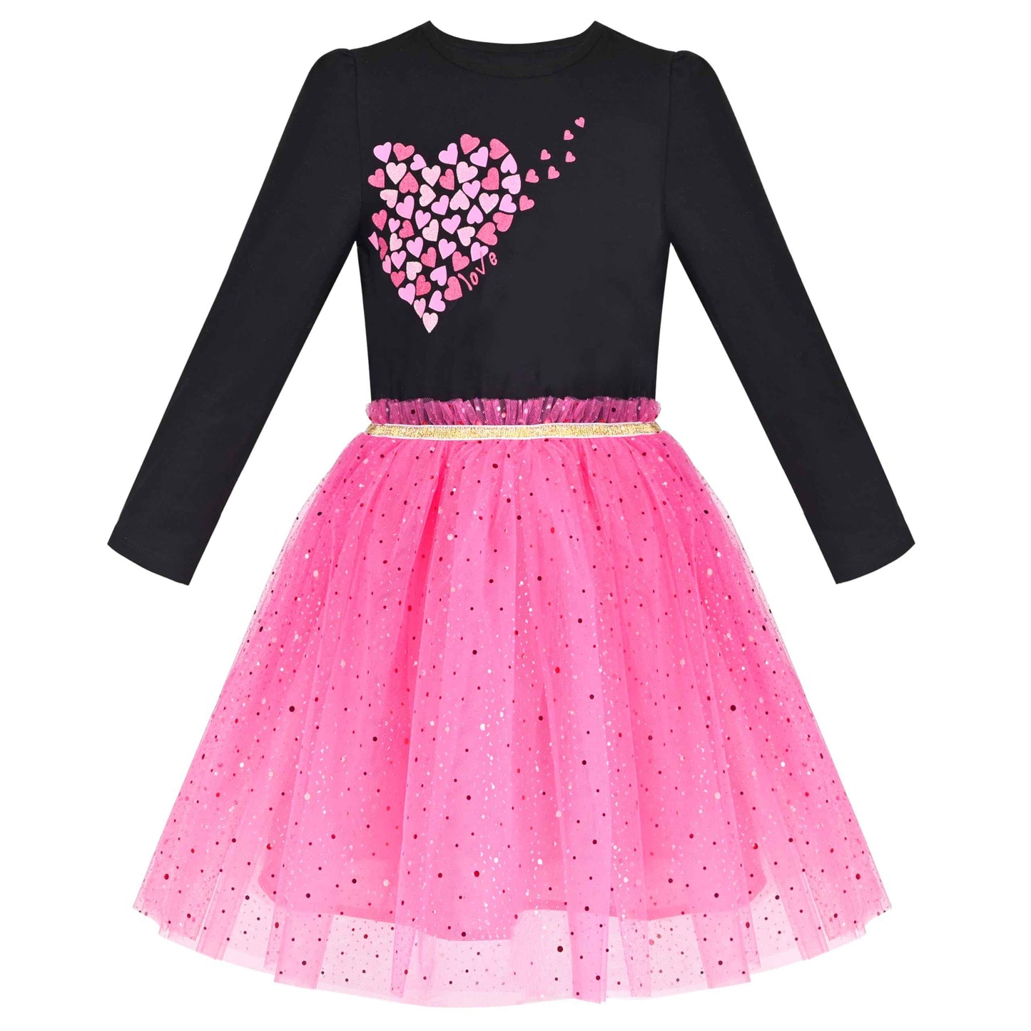 Girls' Long-Sleeve Tutu Skirt Tie Party Size 110–146