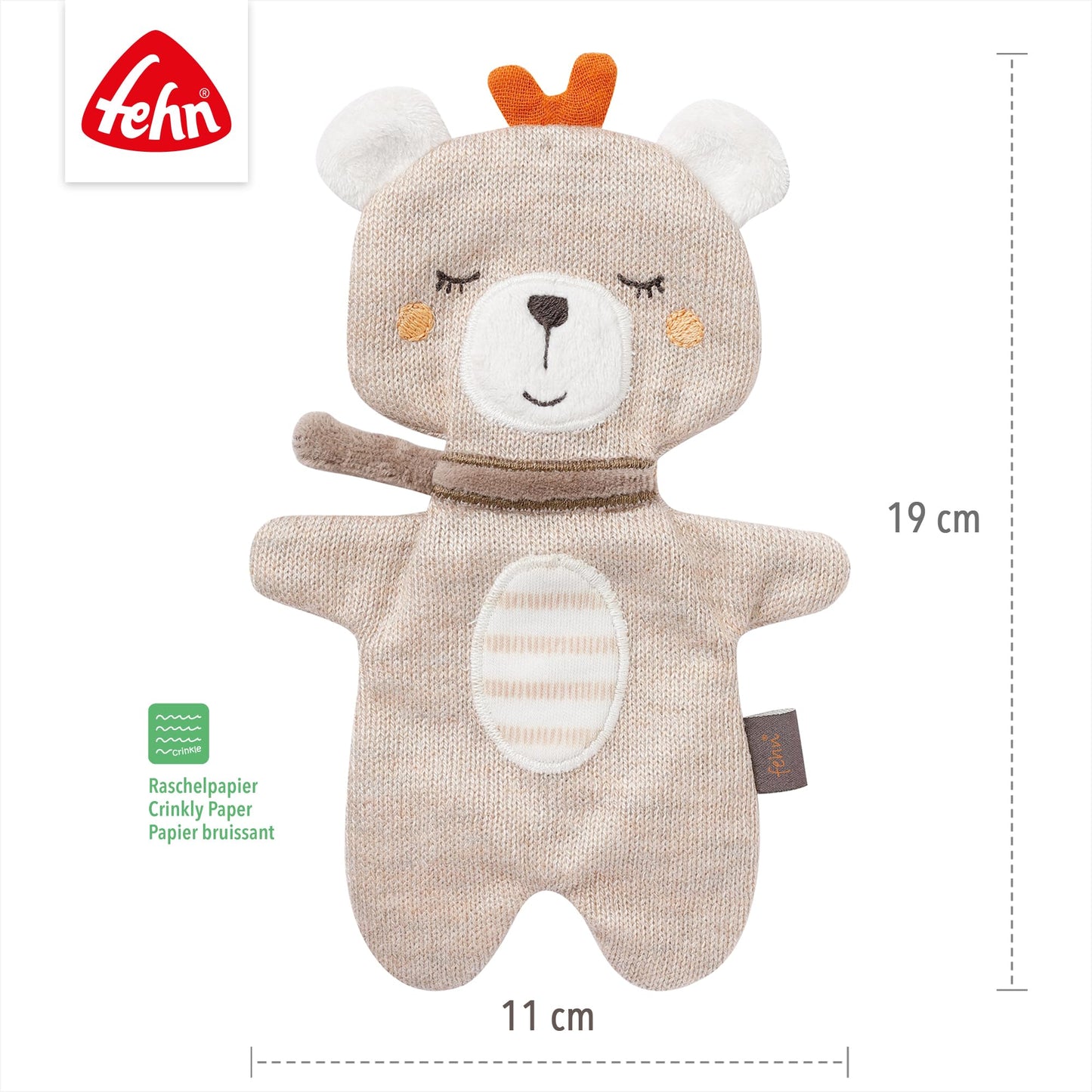 Fehn Knister-Seestern – Activity-Rascheltier zum Greifen & Lauschen | Fördert Sinne und Motorik – zum Geräusche erzeugen und Spielen – für Babys und Kleinkinder ab Geburt