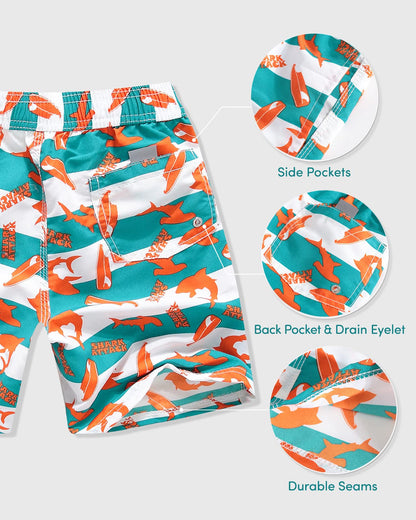 Domee Jungen Badehosen Badeshorts Schnelltrocknend Schwimmhose mit Netzfutter Verstellbarer Kordelzug