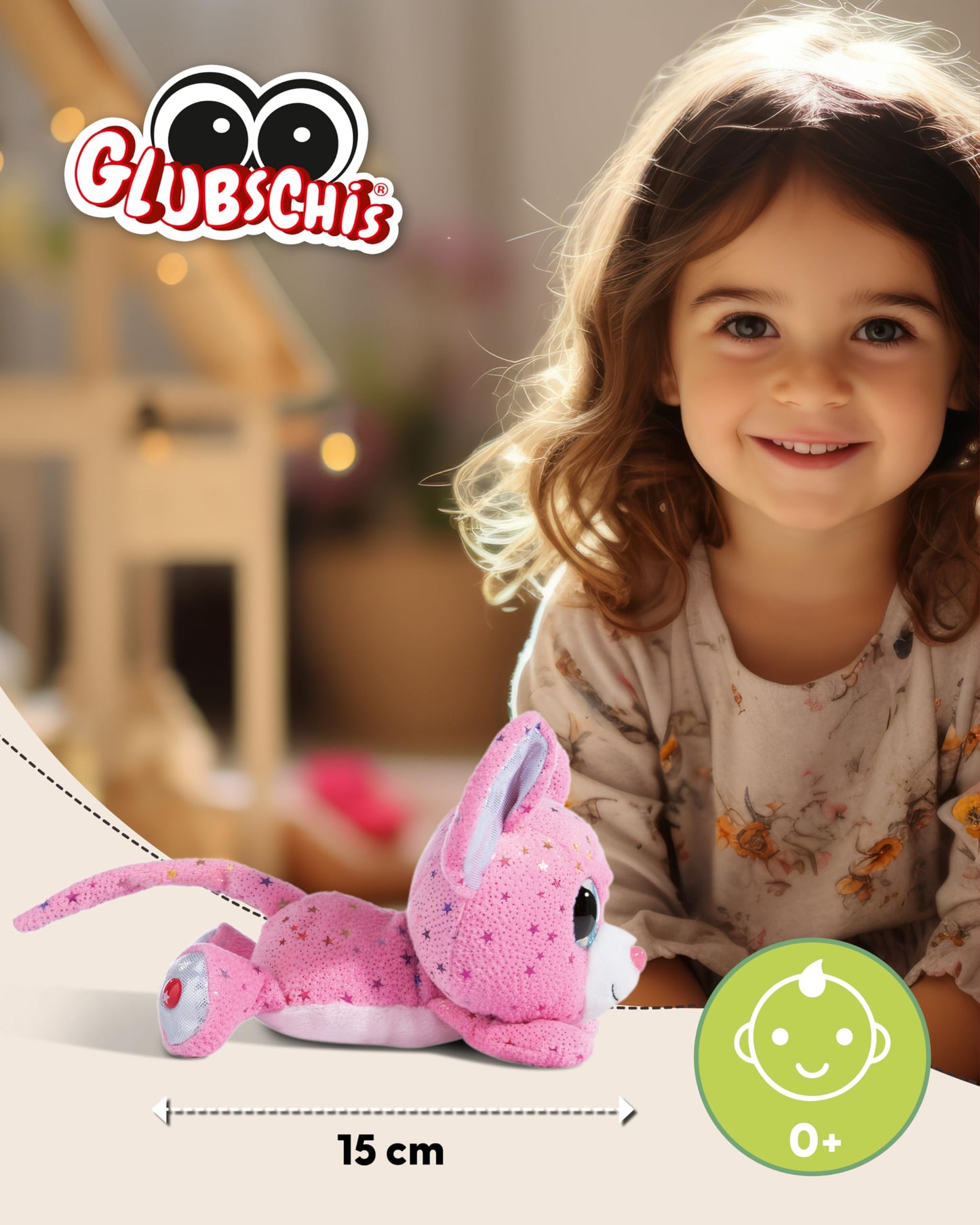 NICI GLUBSCHIS Lynx Lenzo 15cm - Dangling cuddly toy lynx with big glittery eyes - 49295 