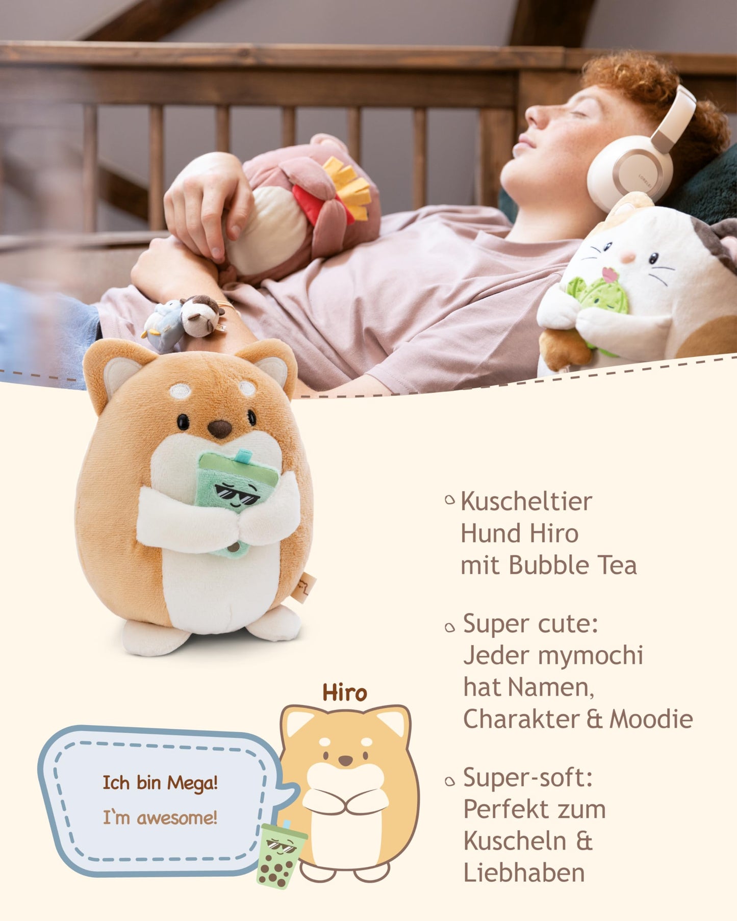 NICI MYMOCHI Fuchs Kuscheltier Geeks 16 cm mit Videospiel in Geschenkbox 11x12x6,5 cm, Flauschiges Stofftier zum Kuscheln, Spielen und Liebhaben - 61151