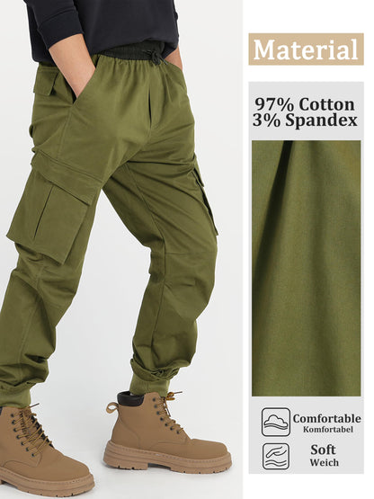 CAMLAKEE Jungen Jogger Hose aus Twil Cargohose mit elastischem Bund