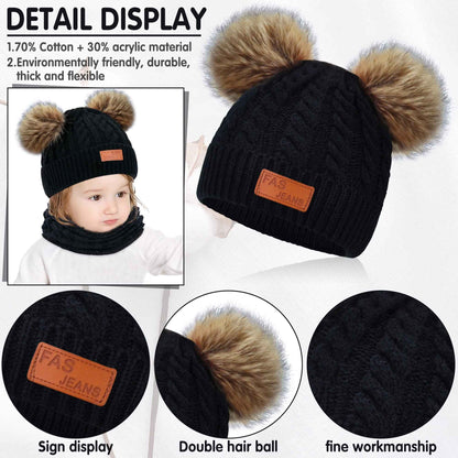 Kinder Wintermütze Schal Handschuhe Set - Strickmütze Beanie Hut für Mädchen Jungen 3-8 Jahre - Warme Winter Bekleidung
