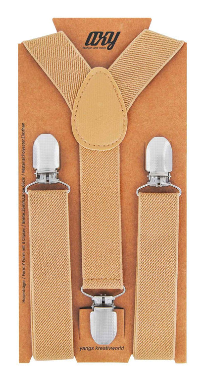 axy HTK25-1 Children's Boys Braces Y Shape Wide 2.5 cm with 3 Strong Clips Can be Combined with Bow Tie Plain Colours