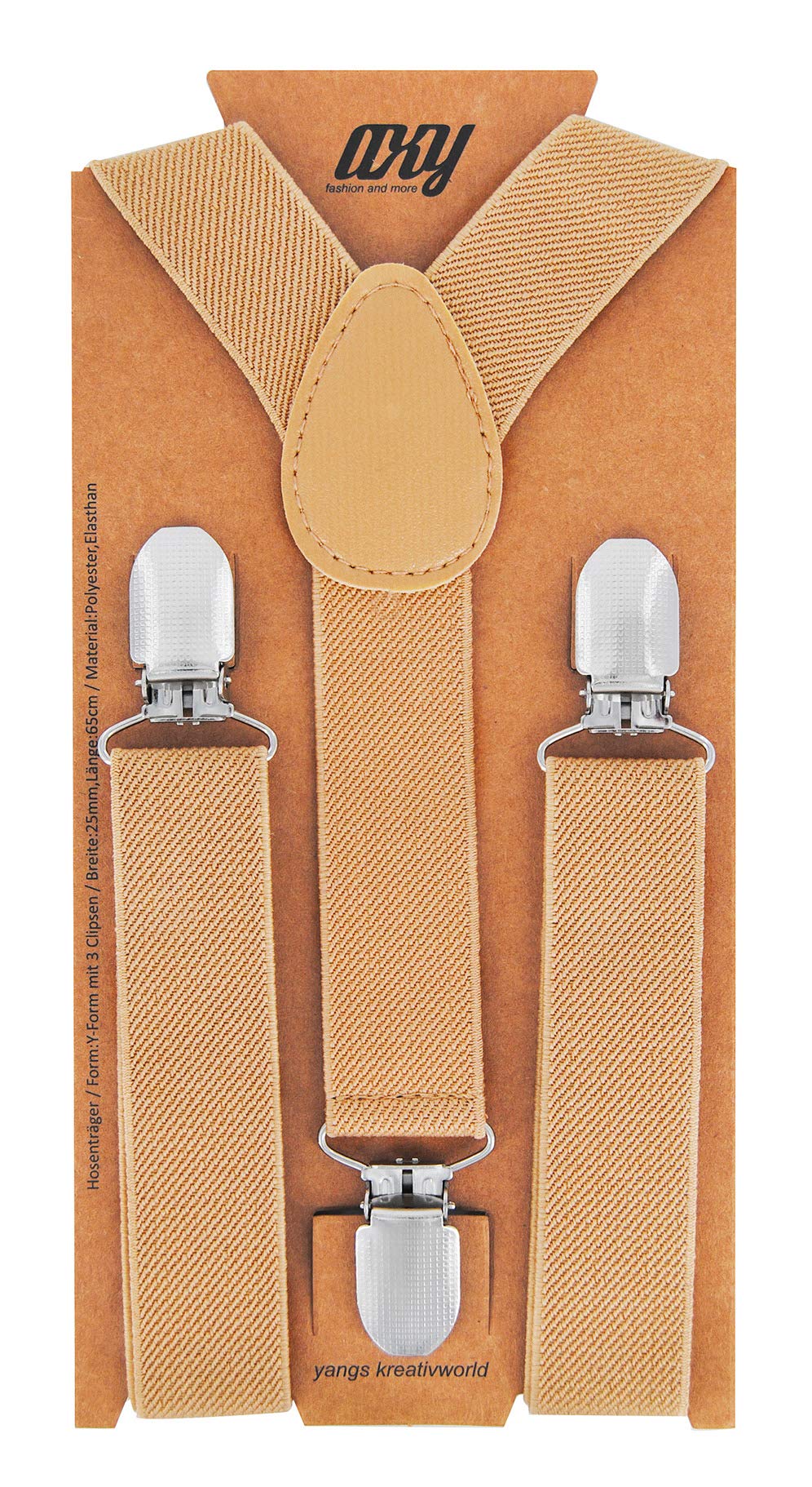 Kinder Jungen Hosenträger Y-Form Breite 2,5 cm mit 3 starken Clips Kann mit Fliege Plain Colors kombiniert werden