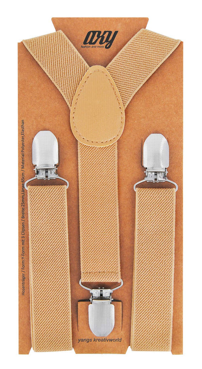 Kinder Jungen Hosenträger Y-Form Breite 2,5 cm mit 3 starken Clips Kann mit Fliege Plain Colors kombiniert werden