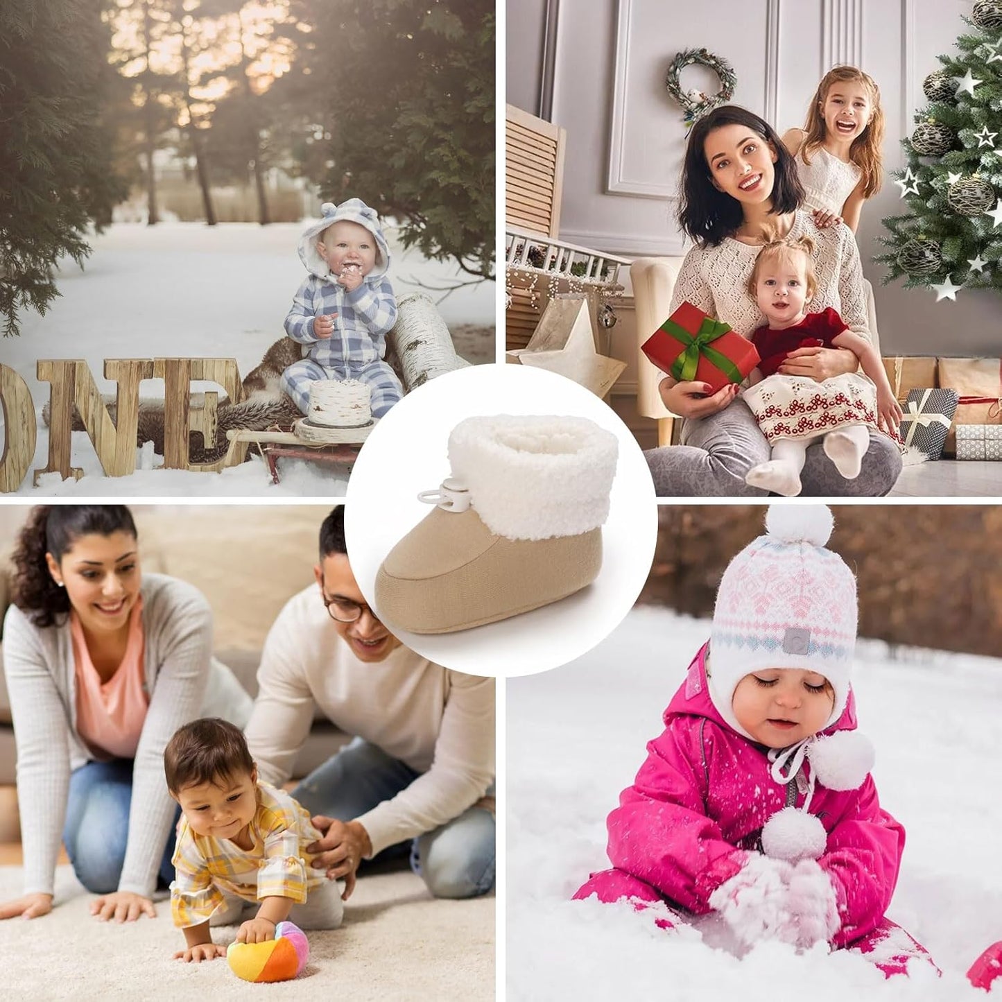 Baby Winter Shoes Warm Baby Shoes Winter Non-Slip Adjustable Newborn Snow Shoes First Walking Shoes Lined Thermal Fleece Crawling Shoes Slippers Winter Boots 0-18 Months 