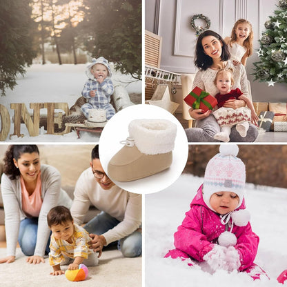 Baby Winter Shoes Warm Baby Shoes Winter Non-Slip Adjustable Newborn Snow Shoes First Walking Shoes Lined Thermal Fleece Crawling Shoes Slippers Winter Boots 0-18 Months 