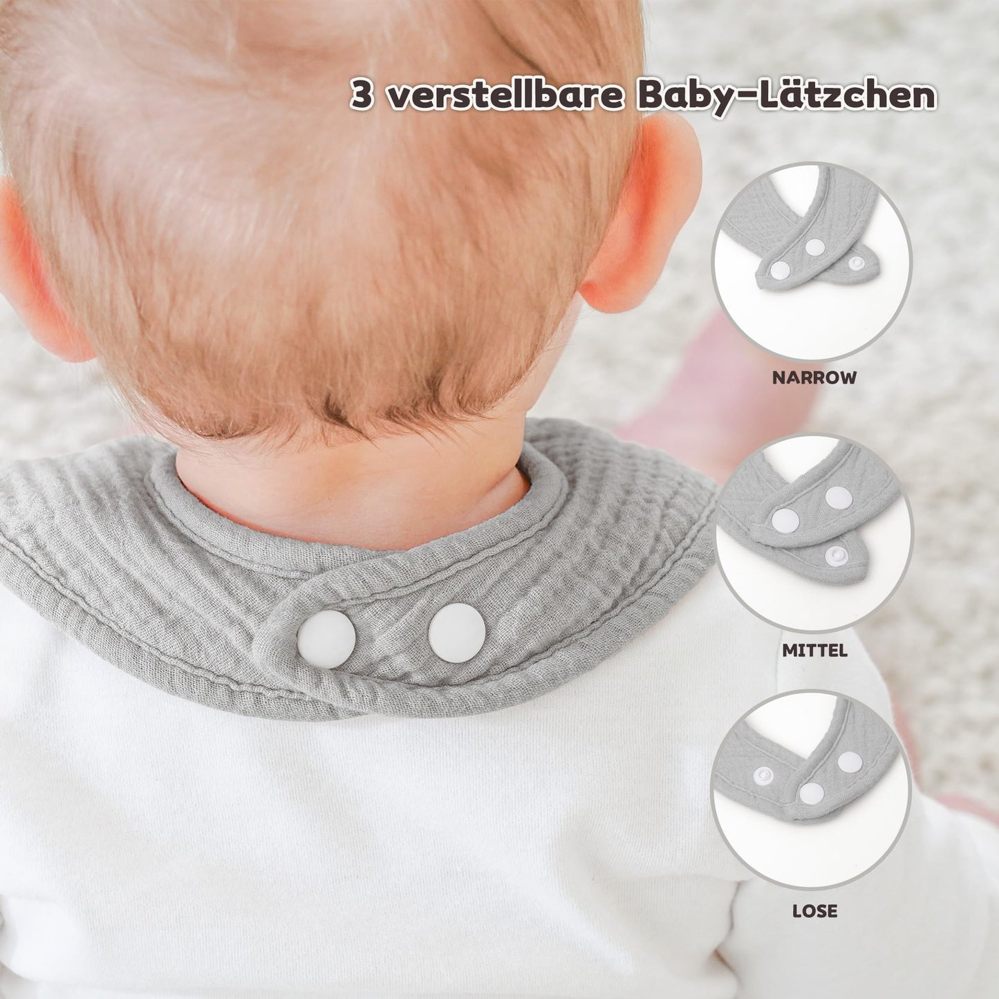 Susurration Bibs Baby Muslin Bandana Baby Soft Adjustable Square Dribble Bibs 6 pack for Unisex Girls &amp; Boys 