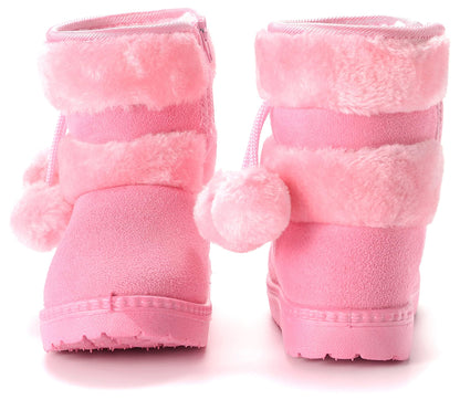 Children's Warm Lined Snow Boots, Girls' Winter Shoes, Baby Non-Slip Boots, Toddler Shoes, Soft Soles, Slip-On Boots
