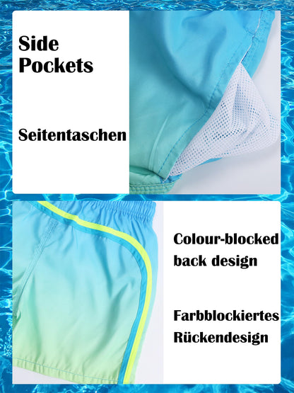 Badehose Jungen Farbverlauf Badeshorts mit Meshfutter und Verstellbarem Tunnelzug