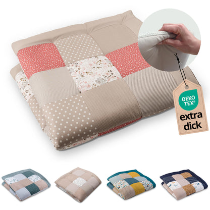ULLENBOOM Krabbeldecke für Baby 100x100 cm, 100% OEKO-TEX Materialien, Made in EU, Dick & weich gepolstert, Sandblume - ideal als Babydecke, Laufgittereinlage & Spieldecke Baby - Meloni2