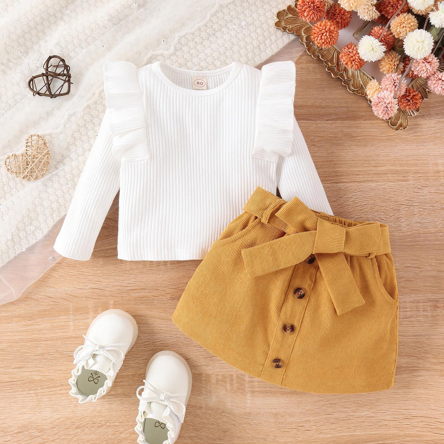 Geagodelia Baby Girl Clothing Outfit Baby Clothing Set Long Sleeve Top + Skirt Newborn Soft Baby Set Two Piece 