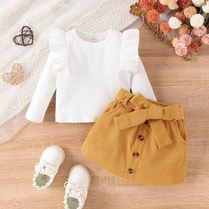 Geagodelia Baby Girl Clothing Outfit Baby Clothing Set Long Sleeve Top + Skirt Newborn Soft Baby Set Two Piece 