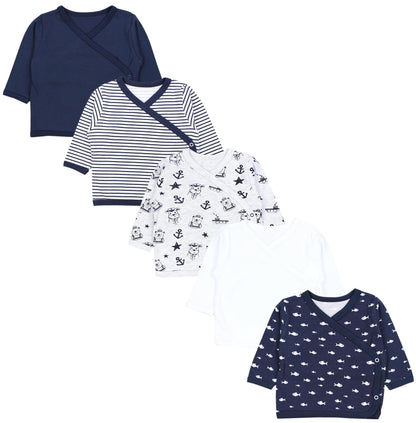 TupTam Baby Jungen Langarm Wickelshirt Baumwolle 5er Set