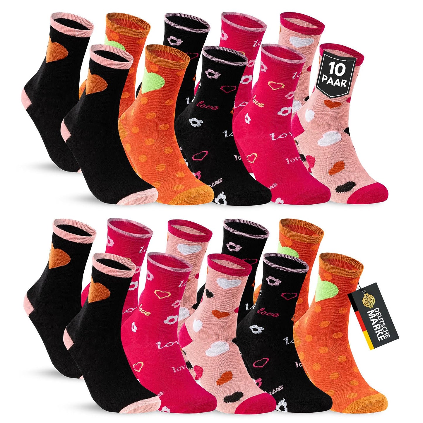 10 Paar Kinder Socken Jungen & Mädchen Baumwolle Kindersocken
