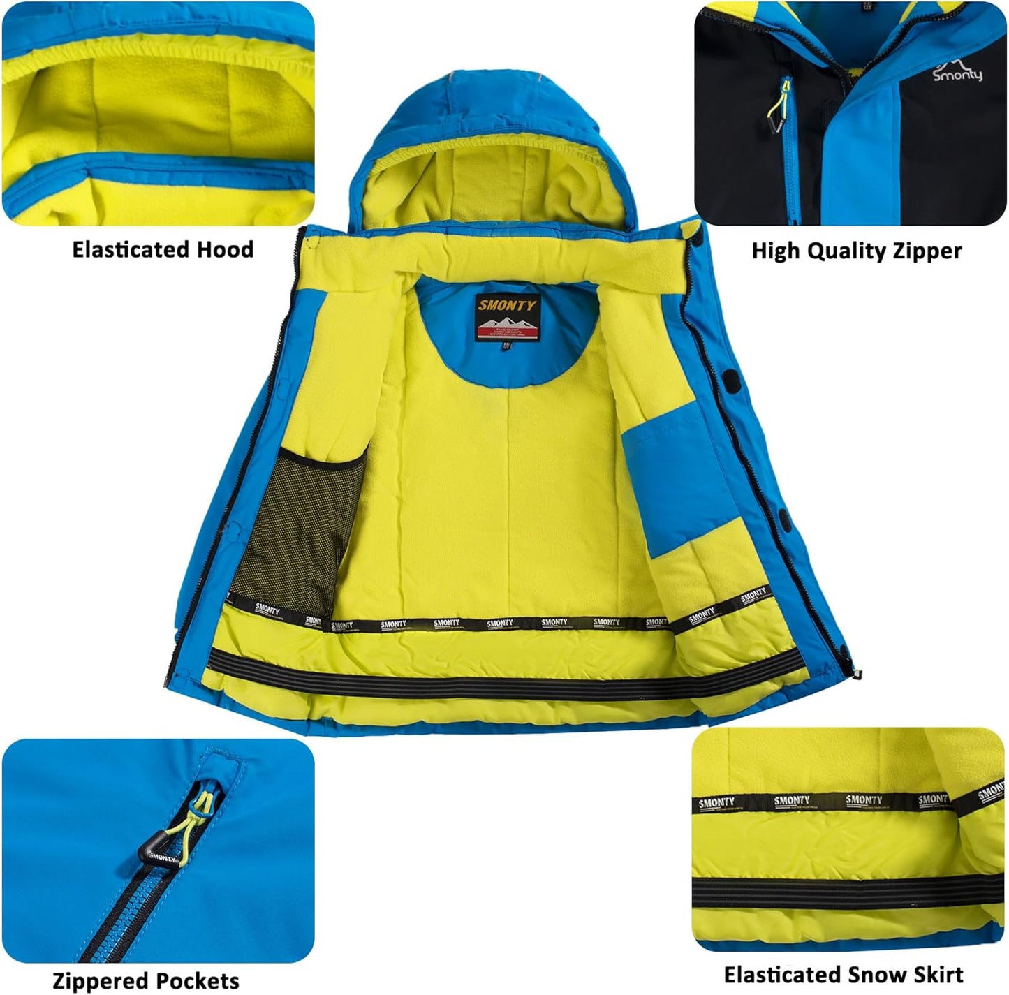 Kinder Schneeanzug für Jungen, Winter Skijacke und Hosen Set mit Kapuzenriemen, winddicht, wasserdicht, warmer Mantel