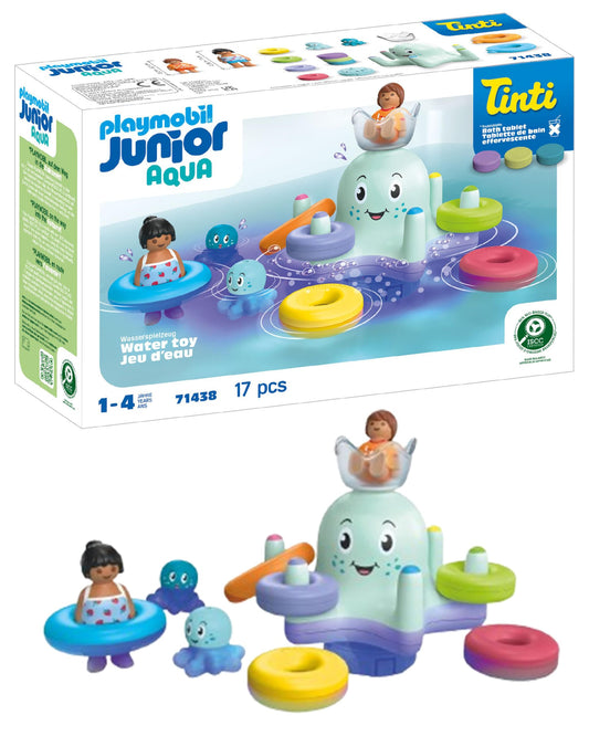 PLAYMOBIL Junior Aqua 71687 Bath Island with Water Slide Sustainable Toy for Children from 1 Year