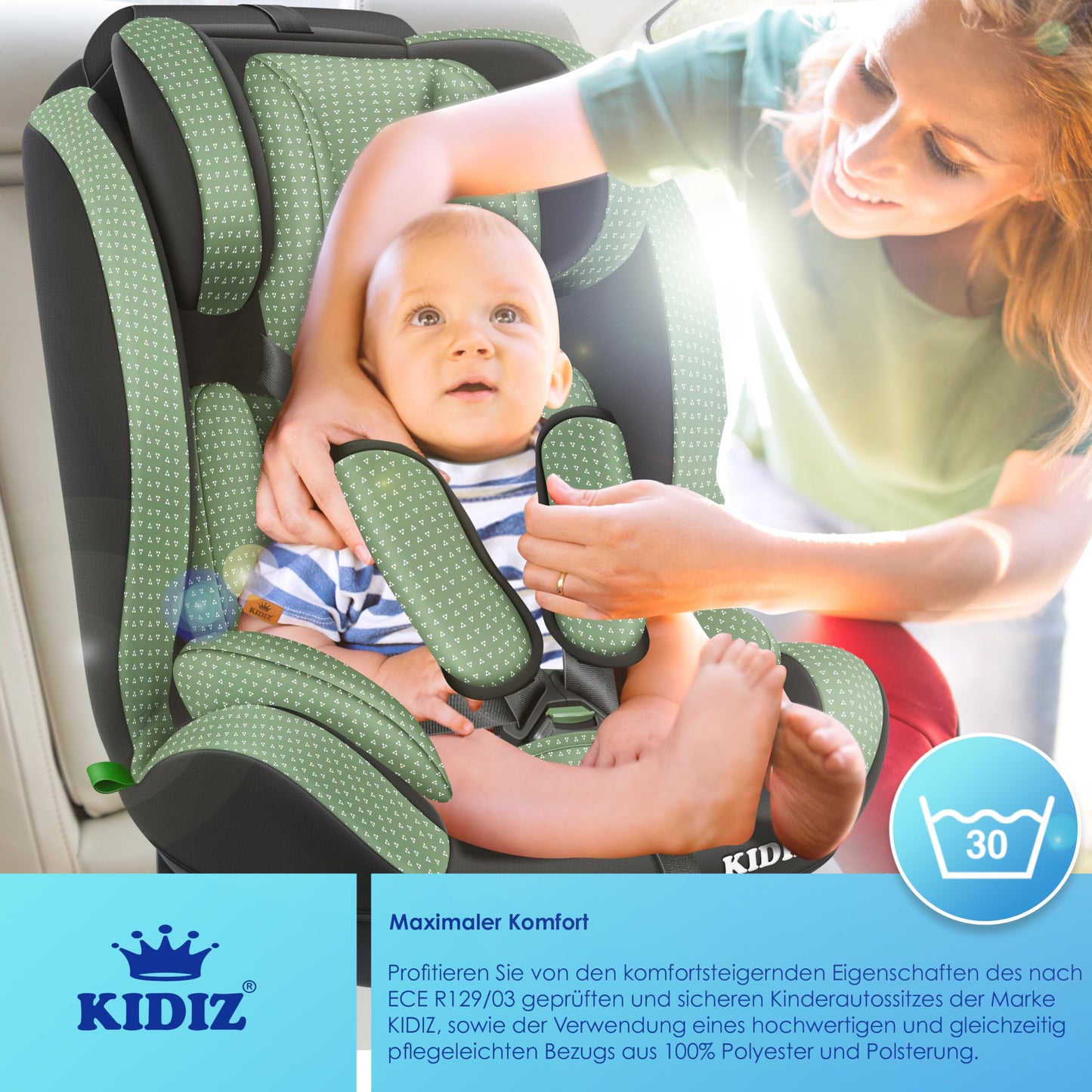 KIDIZ® Autokindersitz Triangle Premium Kindersitz Kinderautositz | Autositz Sitzschale | 9 kg - 36 kg 1-12 Jahre | Gruppe 1/2/3 | universal | zugelassen nach ECE R129/03 | mit Isofix - Meloni2