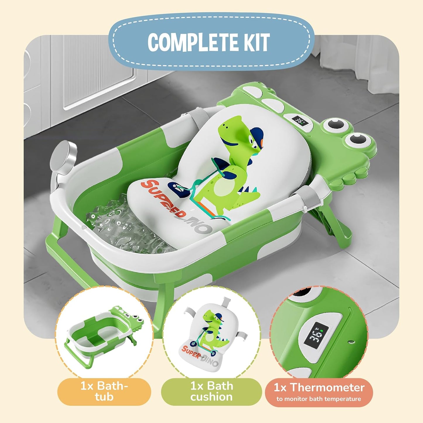 Faltbar Baby Badewanne Mit Rutschfestem Badewannensitz - Babywanne Xxl Mit Badethermometer - Von Der Geburt Bis 3 Jahre - Baby Bathtub - Babygeschenk - Geburtsgeschenke Für Mädchen & Jungen