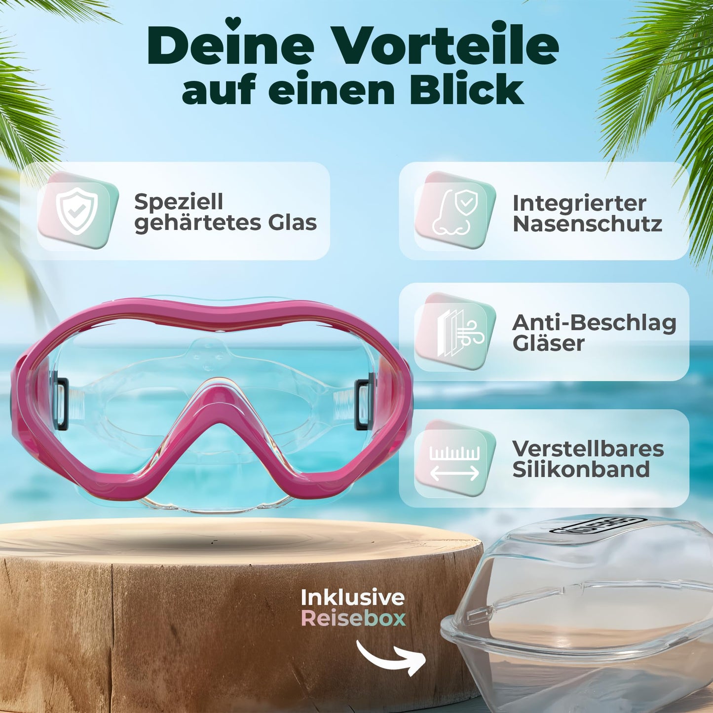 KIDVERSE Schnorchelset Kinder - Taucherbrille mit Schnorchel - Panorama Taucherbrille mit Nase - Kindertaucherbrille Alternative Schnorchelmaske