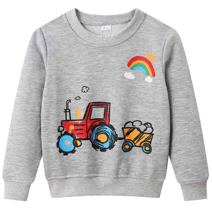 Dinopjs Boys' Jumper, Boys' Warm Sweatshirts, Classic Cartoon Animals, Tractor, Dino, Flying Dragon Knight, Rainbow, Polar Bear Christmas Tree, Cotton Sports Shirts for Children 2-9 Years