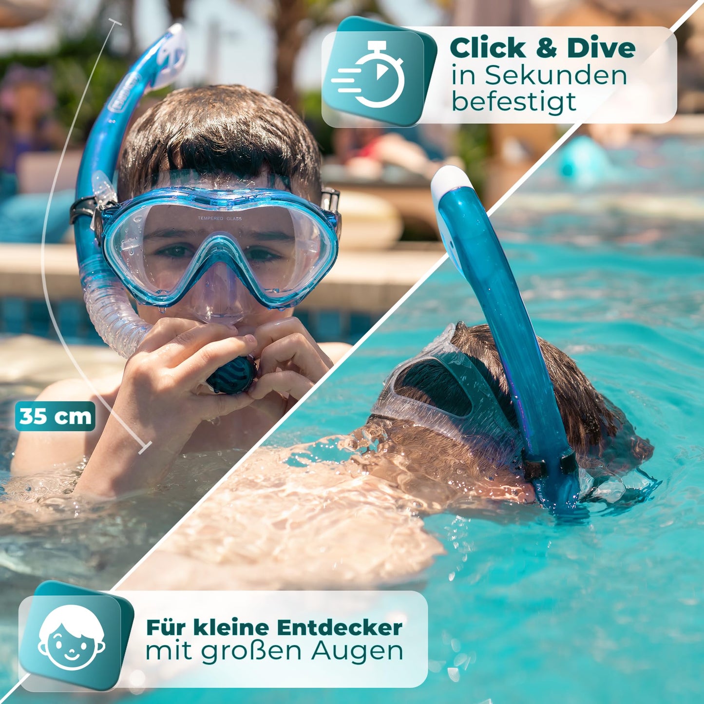 KIDVERSE Schnorchelset Kinder - Taucherbrille mit Schnorchel - Panorama Taucherbrille mit Nase - Kindertaucherbrille Alternative Schnorchelmaske