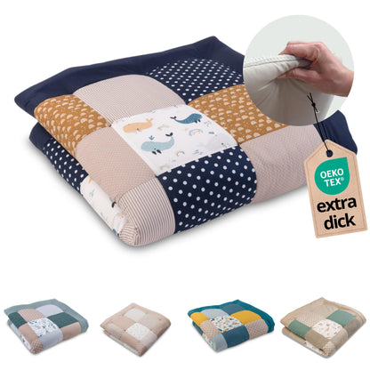 ULLENBOOM Krabbeldecke für Baby 100x100 cm, 100% OEKO-TEX Materialien, Made in EU, Dick & weich gepolstert, Sandblume - ideal als Babydecke, Laufgittereinlage & Spieldecke Baby - Meloni2