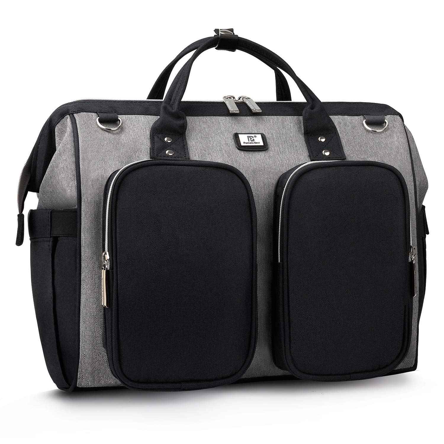 Wickeltasche mit wasserdicher Wickelunterlage und 2 Kinderwagen Haken verstellbare Schultergurt multifunktionale Umhängetasche Reisetasche für Unterwegs