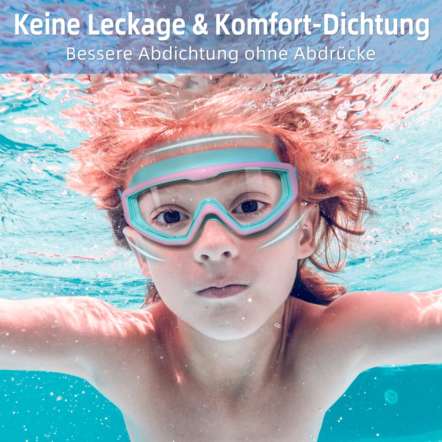 Water Space Swimming Goggles for Children 3-15, Panoramic View, Anti-Fog, No Leaking, Swimming Goggles for Swimming Pool and Beach