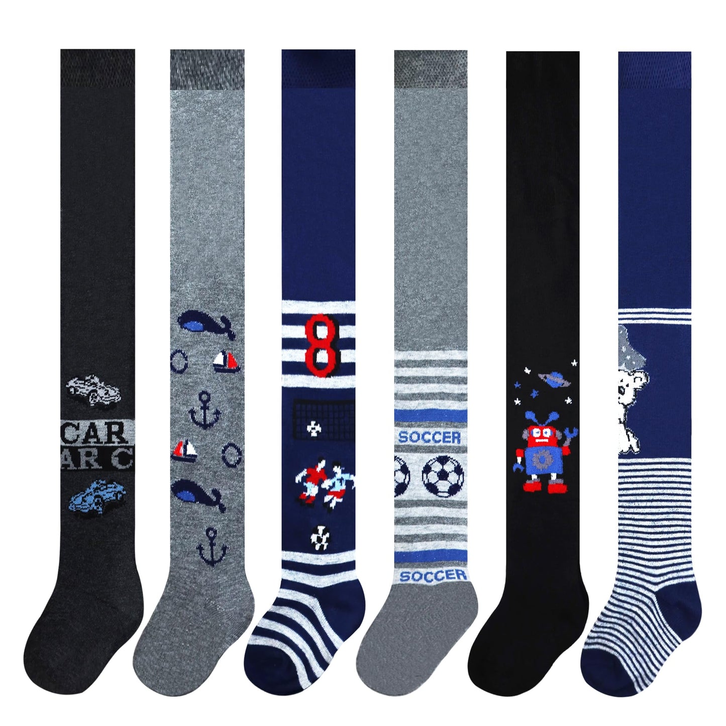 MRCC Pack of 6 boys children's knitted tights baby tights fine knitted cotton 12999