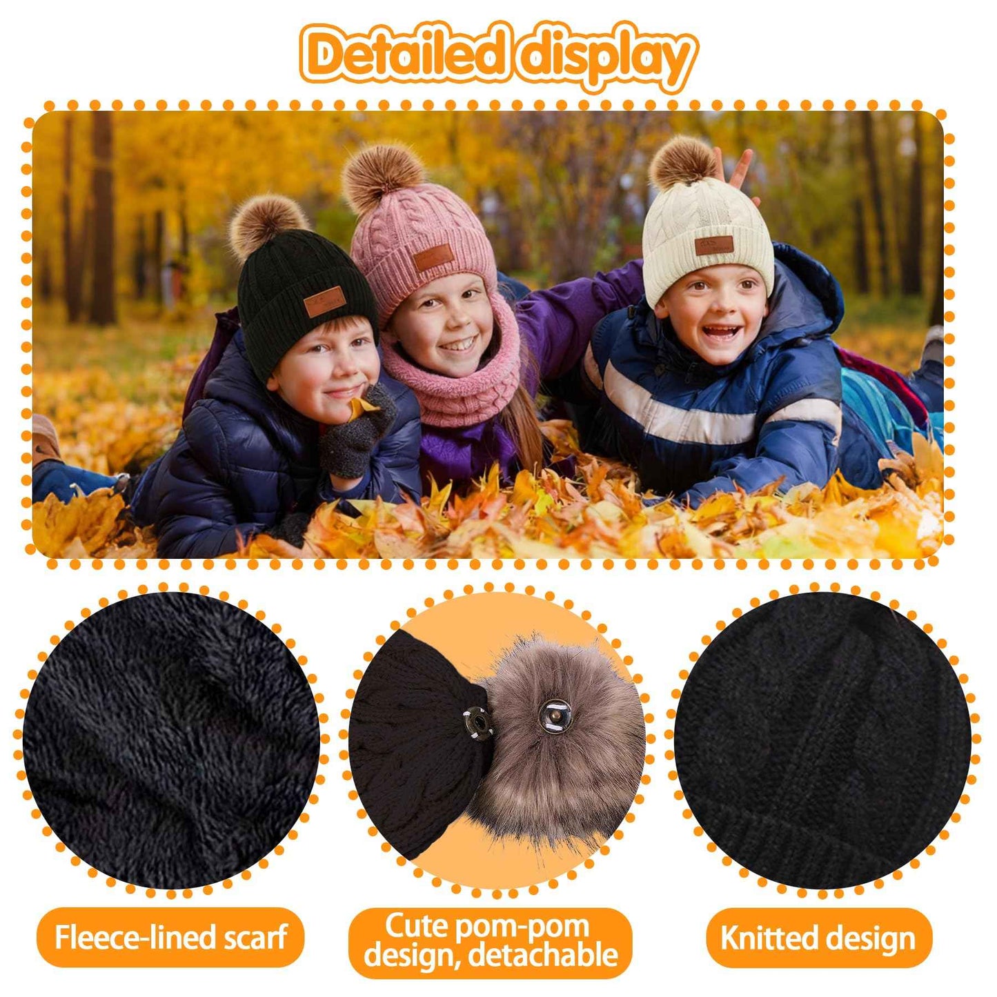 3-in-1 Children's Winter Hat Scarf Gloves Set