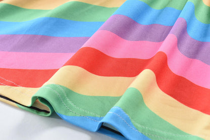 EULLA Kinder Mädchen Kleid Kurzarm Lässig A-Linie Regenbogenstreifen Erdbeere Marienkäfer Schmetterling Kleider Gr.92 98 104 110 116 122