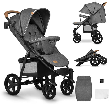 LIONELO Annet Plus Buggy up to 22 kg with Reclining Function, Small Folding Pushchair with Accessories, EVA Foam Wheels, Mosquito Net, Foot Cover Drink Holder, Basket Dreamin