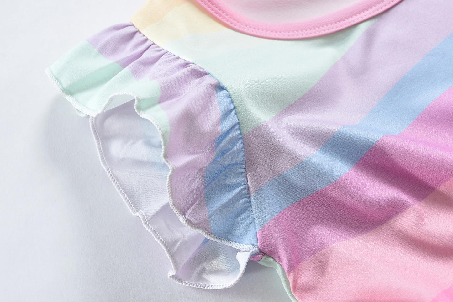 EULLA Kinder Mädchen Kleid Kurzarm Lässig A-Linie Regenbogenstreifen Erdbeere Marienkäfer Schmetterling Kleider Gr.92 98 104 110 116 122