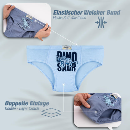 LOREZA ® 10 Pack Jungen Slips aus Baumwolle Unterhosen Größe 92-158