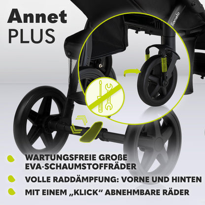 LIONELO Annet Plus Buggy up to 22 kg with Reclining Function, Small Folding Pushchair with Accessories, EVA Foam Wheels, Mosquito Net, Foot Cover Drink Holder, Basket Dreamin