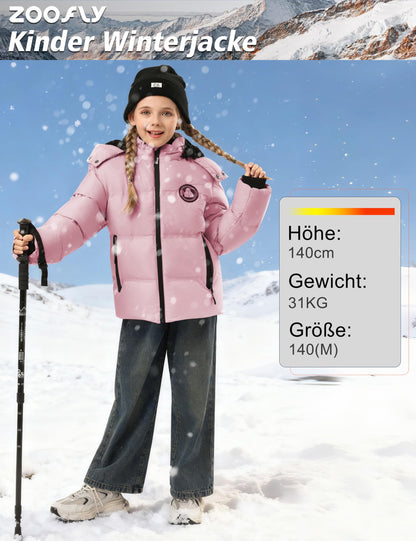Winter Jacke Jungen Mädchen Kinder Jacke Warm Gefüttert Puffer Jacken Kinder Jacken Winter mit abnehmbarer Kapuze Wandern Jacke