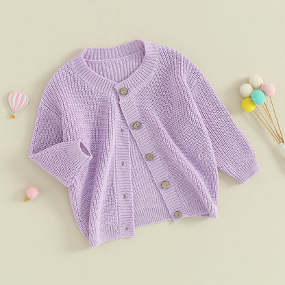 FOMOYUU Strickjacke für Kleinkinder und Neugeborene, Mädchen, langärmelig, Knopfleiste, Sweatshirt, Jacke, Herbst-Outfits
