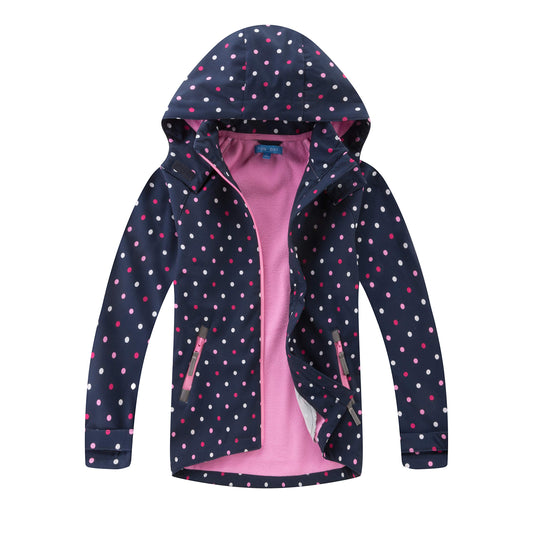 Natashas Children's Girls' Waterproof Jacket Transition Jacket Fleece Lining Warm Breathable Windproof Hiking Jacket Softshell Jacket Outdoor Jacket with Hood 