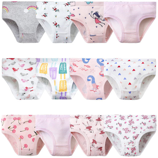 Adorel Mädchen Unterhosen Slips Reine Baumwolle 12er-Pack