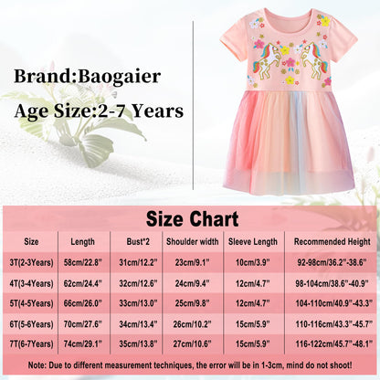 Baogaier Kleid Mädchen Pailletten Tüll Kleider Baumwolle Sommerkleid Sommer Frühling T-Shirt Tüllkleid Kinderkleid Gr. 92-122