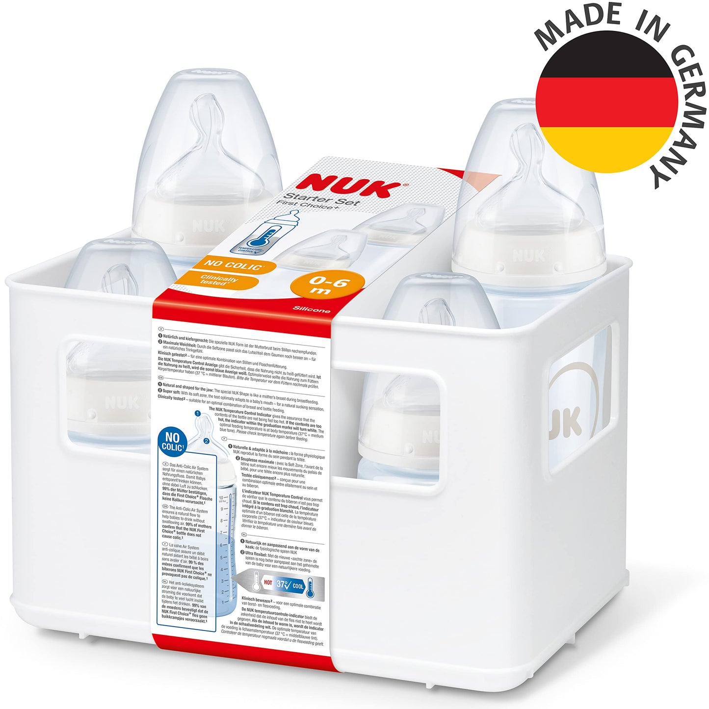 NUK Perfect Match Perfect Start Babyflaschenset | Ab 0 Monate | Passt sich dem Baby an | 4 Anti-Colic-Babyflaschen, Schnuller, Flaschenbürste und mehr | BPA-frei | 7 Stück