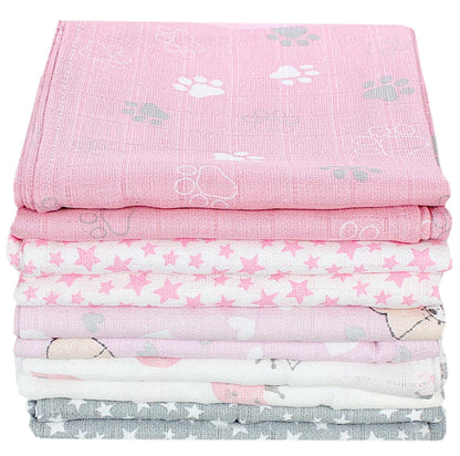 TupTam Baby Mullwindeln Spucktücher 70x80 5er / 10er Pack, Farbe: Mädchen 5, Anzahl der Teile:: 5er Pack