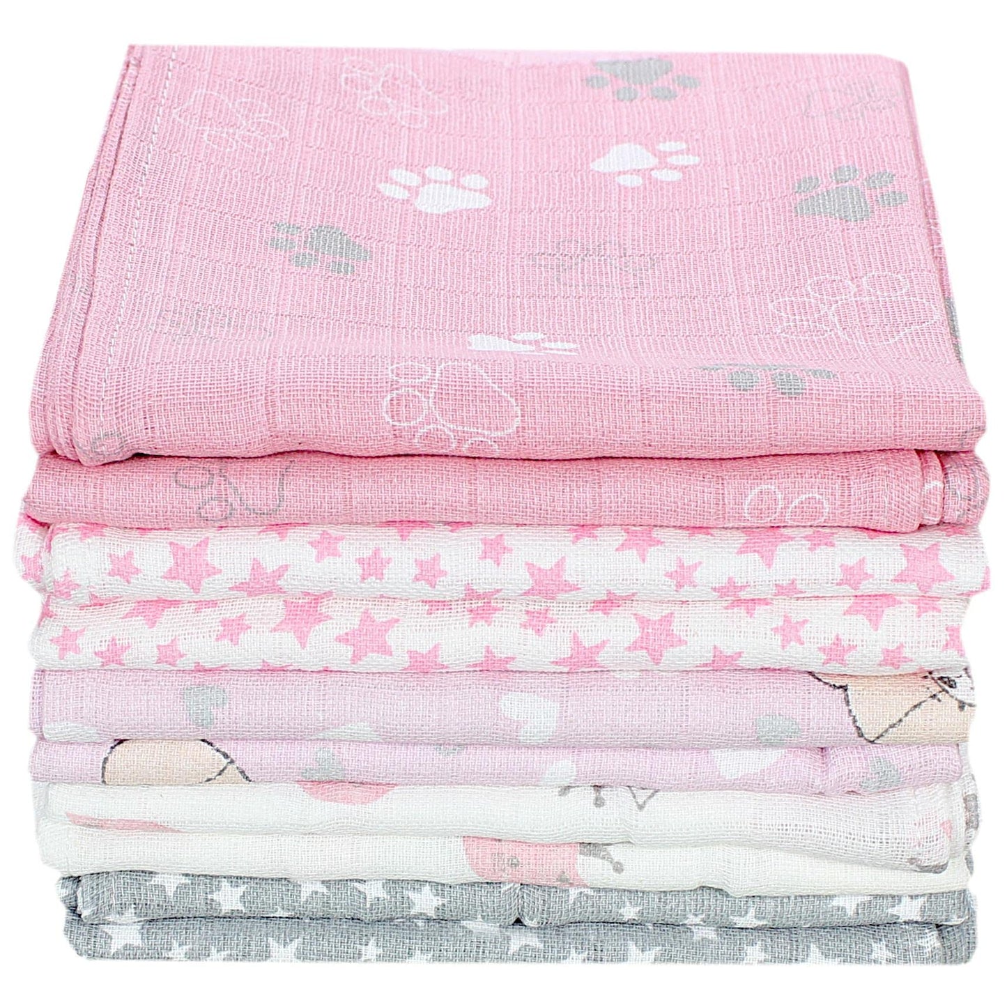 TupTam Baby Mullwindeln Spucktücher 70x80 5er / 10er Pack, Farbe: Mädchen 5, Anzahl der Teile:: 5er Pack