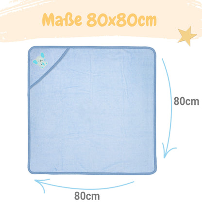 Babykajo Baby-Kapuzenhandtuch-Set mit 2 Waschlappen, Öko-Tex Standard 100 zertifiziert, weiches Frottee-Babyhandtuch mit Kapuze, 80 x 80 cm
